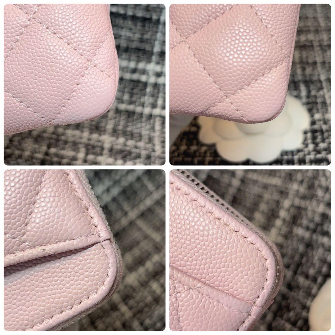 CHANEL ケース　カードケース　マトラッセ　キャビアスキン　ピンク