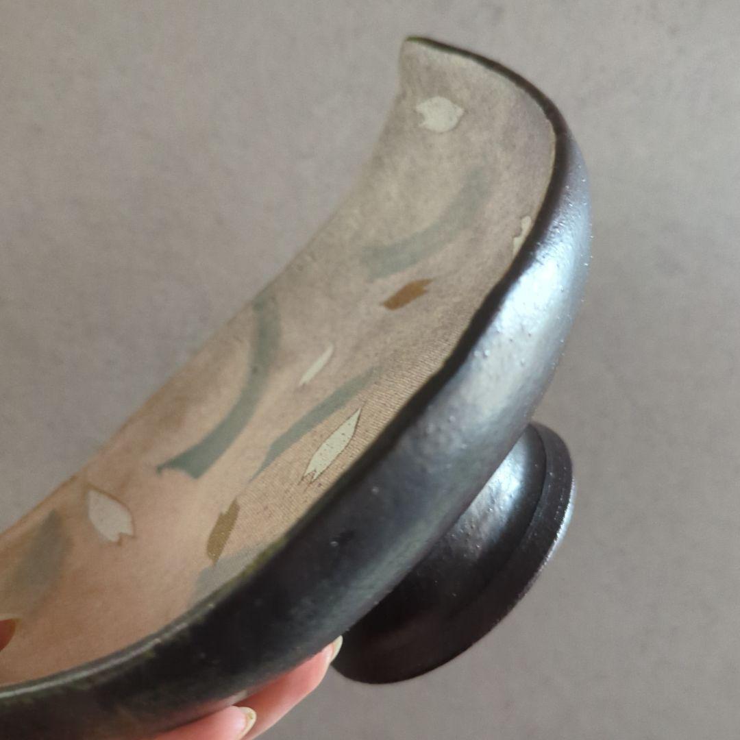 陶芸 作家もの 益子焼 島田恭子作 桜花弁型 菓子器 高台皿 コンポート