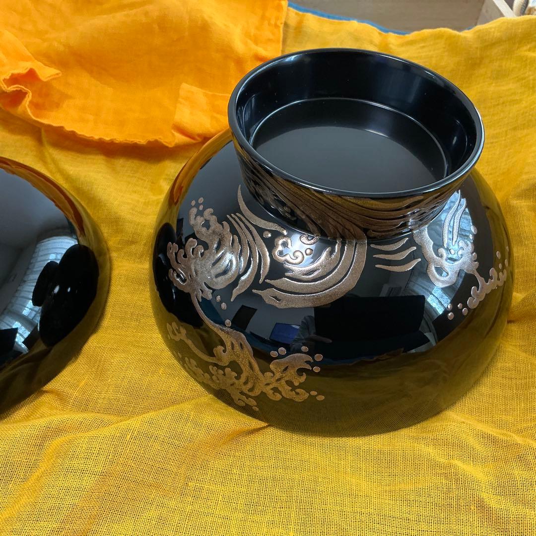 vincentfuto318様 輪島屋本店　波に日の出鶴蒔絵5客揃