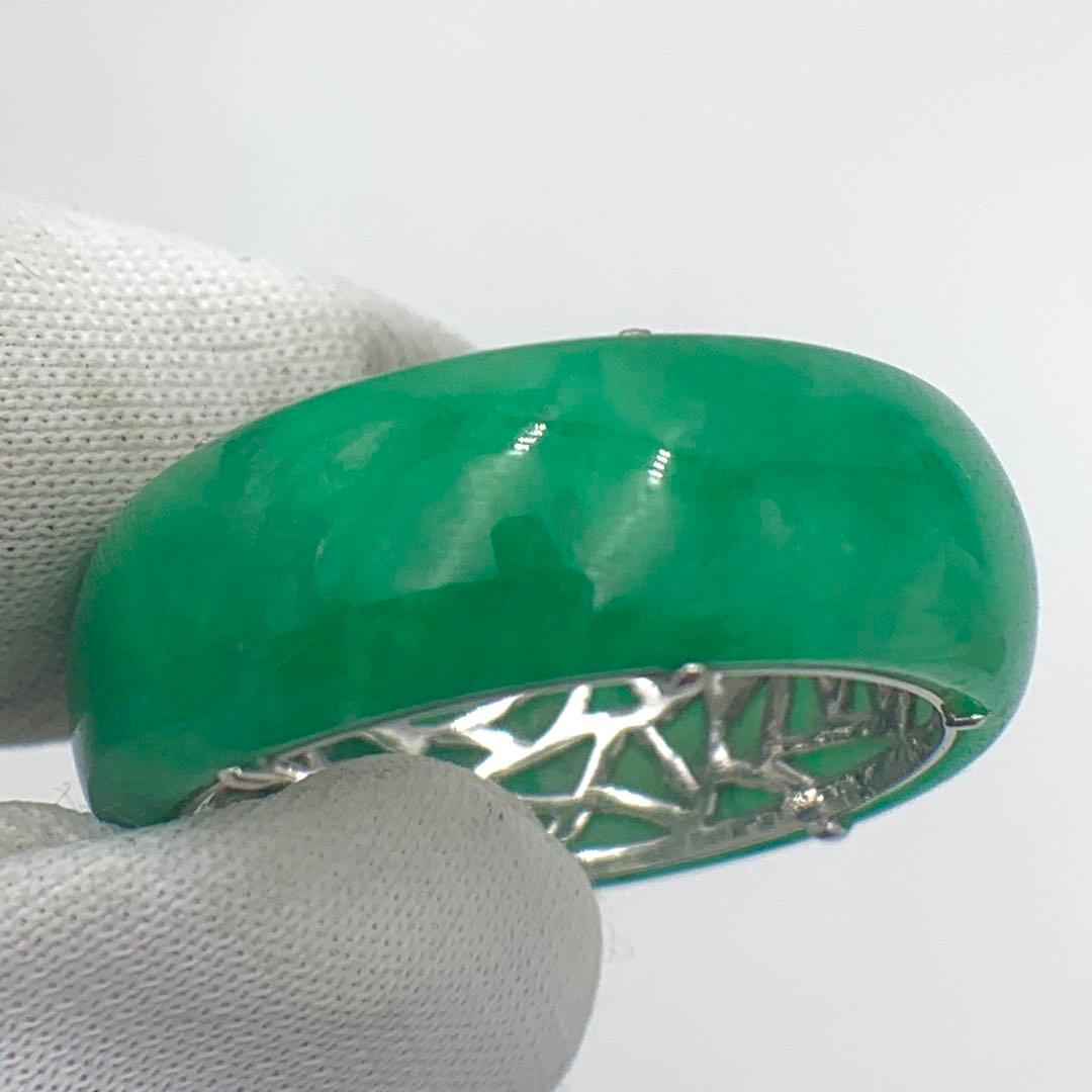 天然翡翠ヒスイプラチナリング　PT900 20号 鑑別書付き