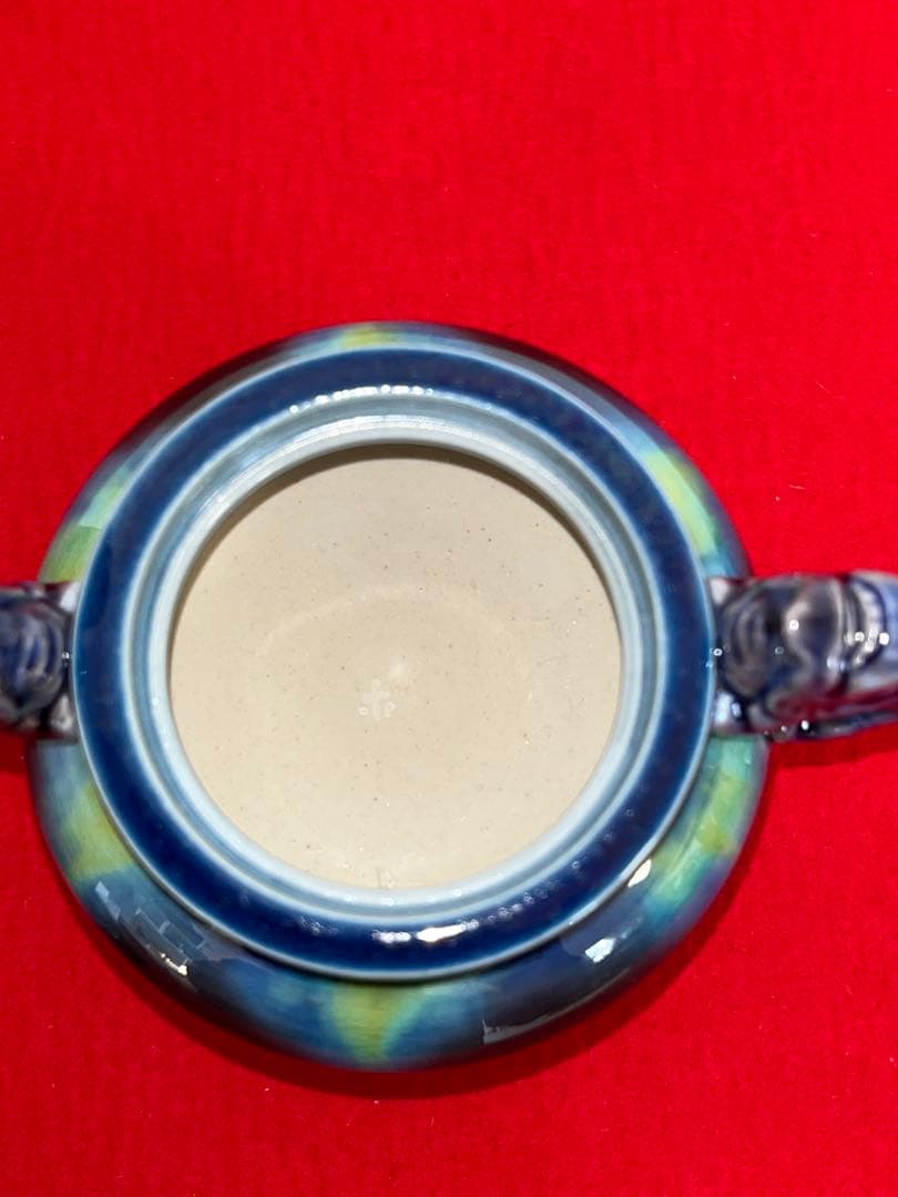 人間国宝 柳雨軒 三代 徳田八十吉(正彦銘) 碧明釉 香炉 管理T145