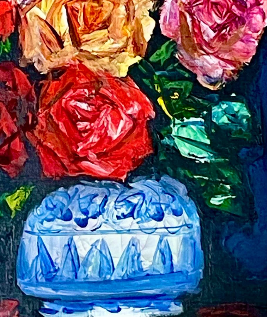 おめで鯛さま専用】中川力 真作「ばら」 油彩3号 薔薇図傑作