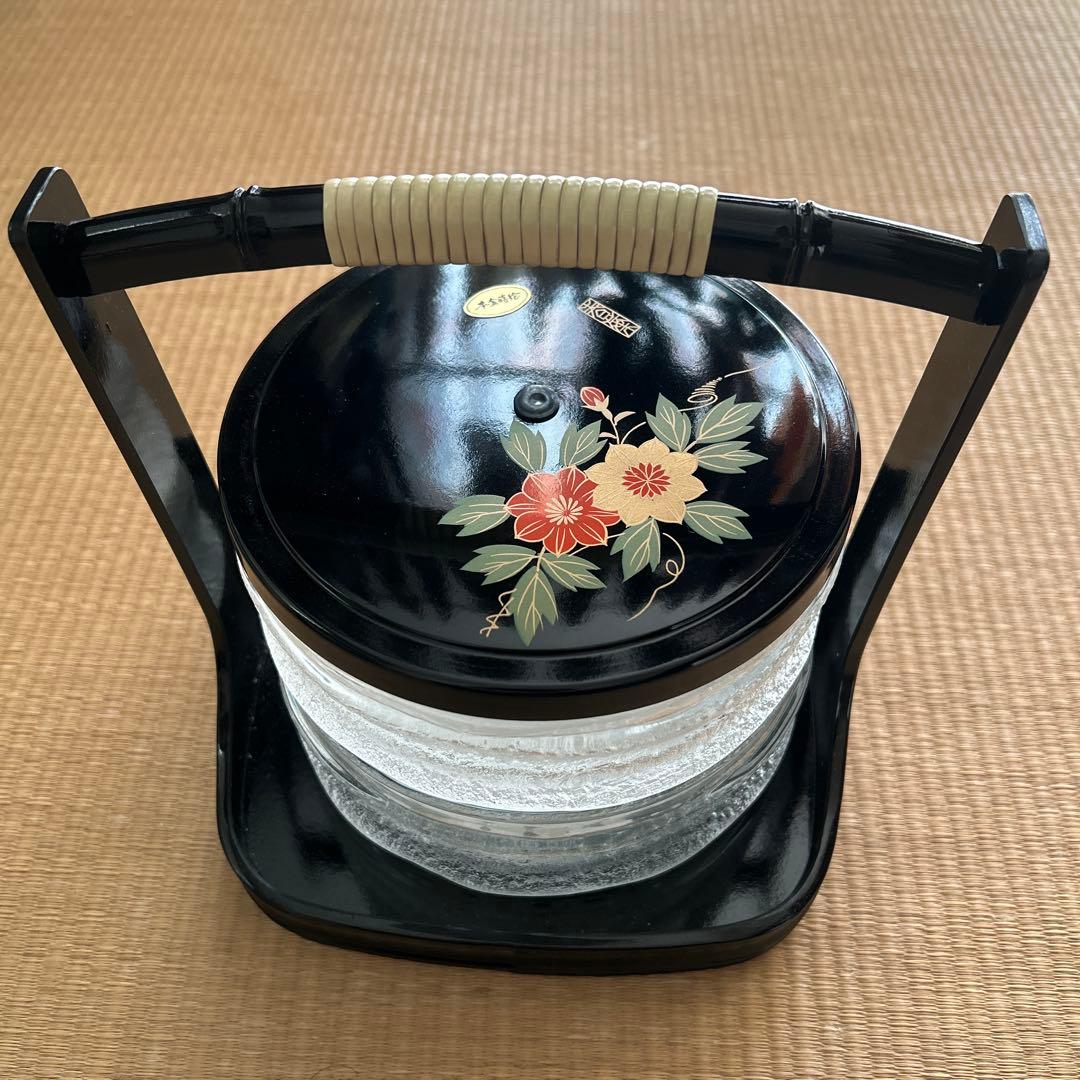 佐藤走波（六代）染錦草花文 蓋物