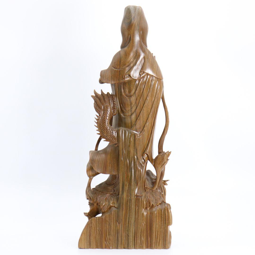 林 洪英作 緑壇木彫 龍上観音像 仏教美術 SX115 - メルカリ