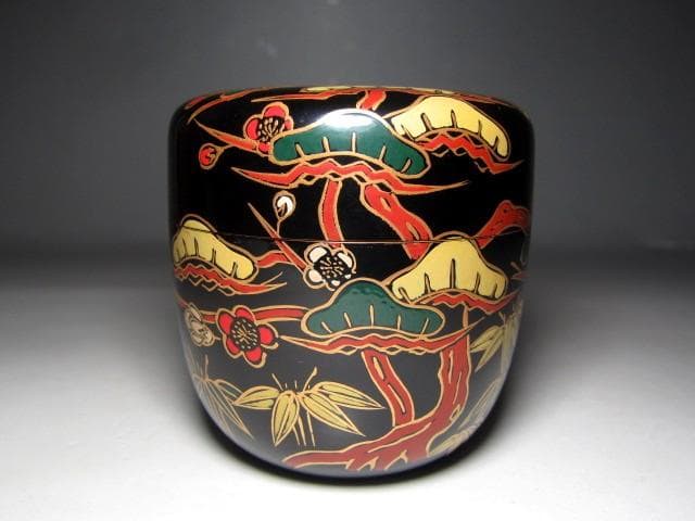 輪島塗 棗 峯月作 老松蒔絵