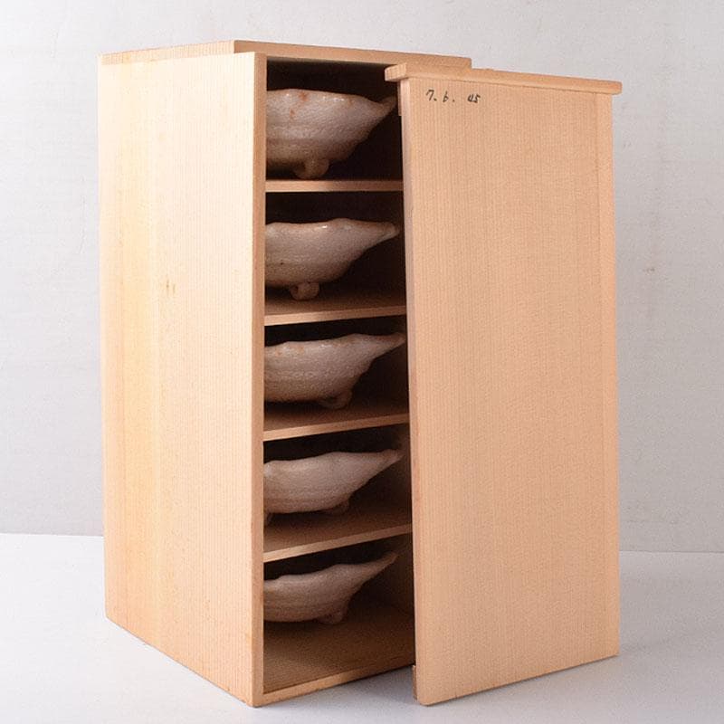 和食器　美濃焼　陽山窯　三代　水野雅之作　志野向付　五客揃　共箱　VR8272H