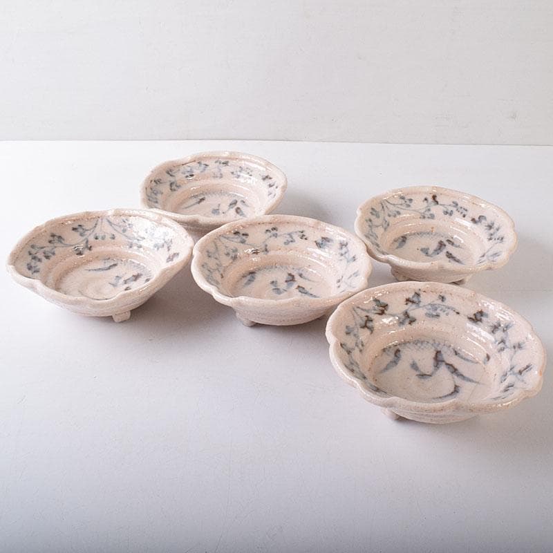 和食器　美濃焼　陽山窯　三代　水野雅之作　志野向付　五客揃　共箱　VR8272H