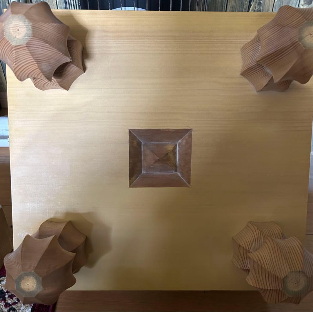 碁盤 囲碁セット 盤厚18cm 盤上42×45cm 脚付き へそ有り 蓋付き
