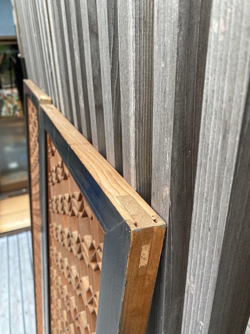 欄間 2枚セット すりガラス付き アンティーク 古民家