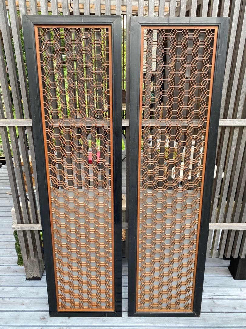 欄間 2枚セット すりガラス付き アンティーク 古民家