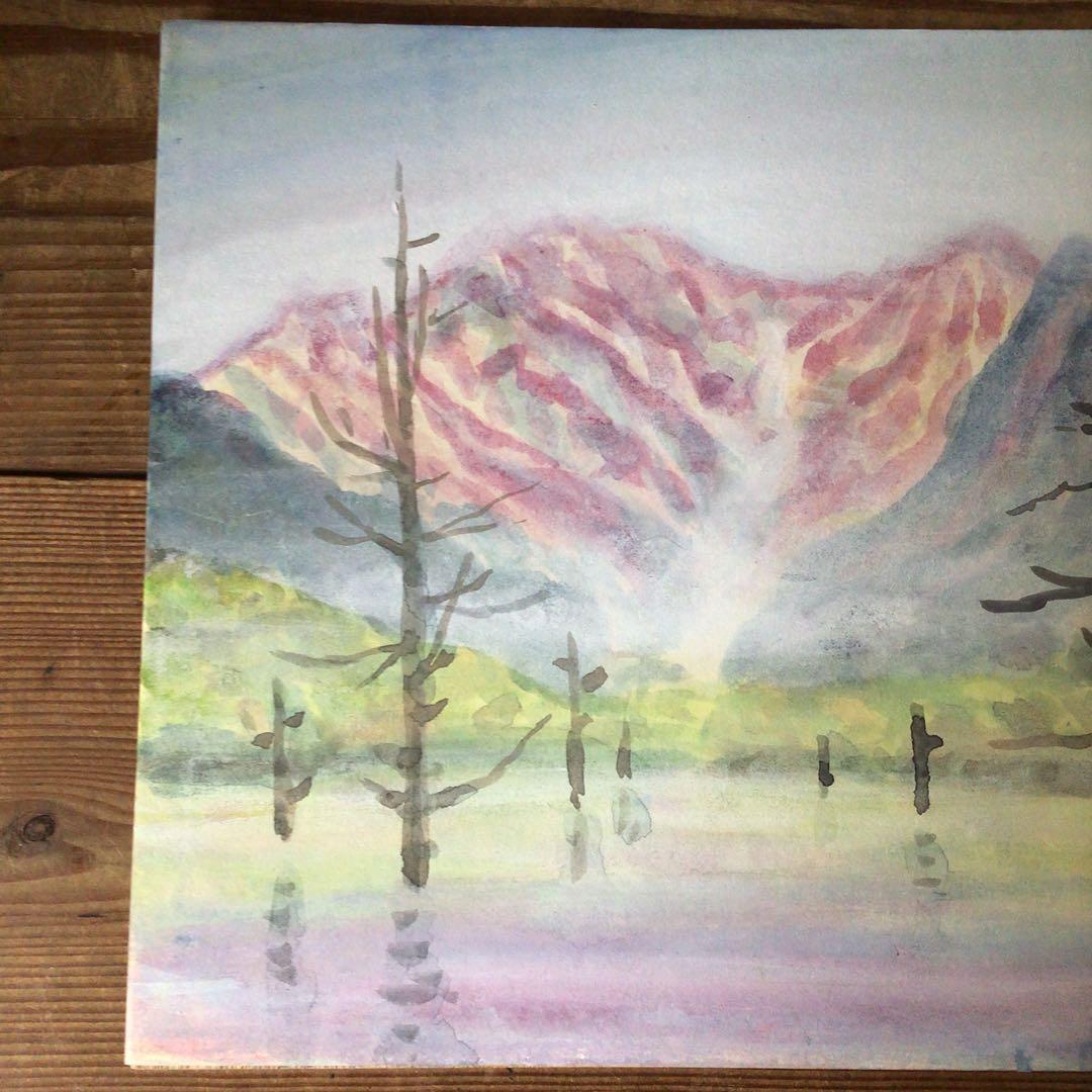 No3341額装　在銘　宗完「上高地」肉筆　彩色紙本　共シール　紙箱付　送料無料