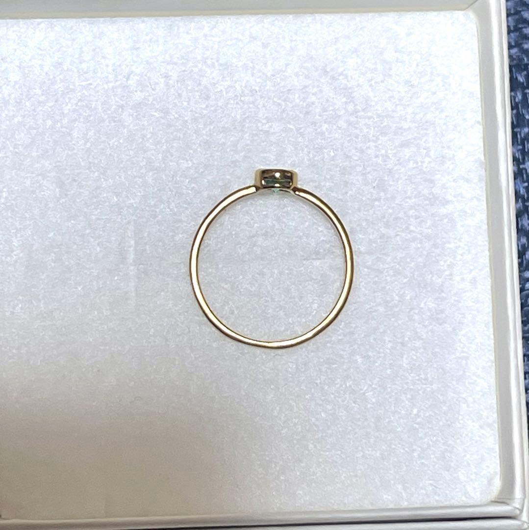 パステルカラーエメラルド　K18 リング　12号