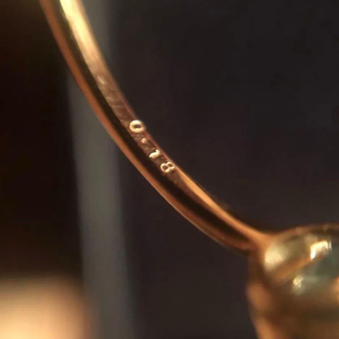 パステルカラーエメラルド　K18 リング　12号