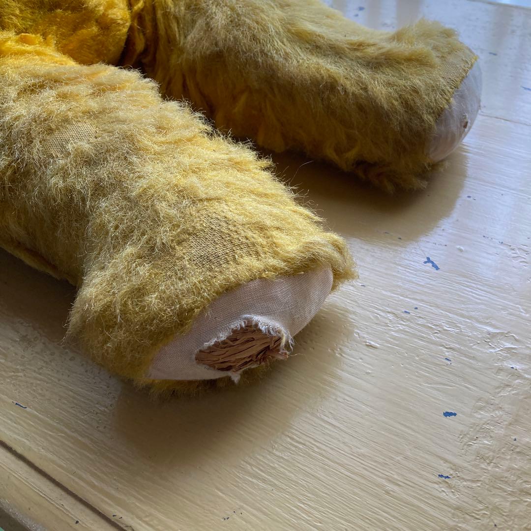 フランス　アンティーク　古い黄色のぬいぐるみ