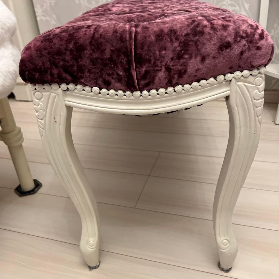 アンティーク ベルベット ベンチ 紫 スツール 長椅子