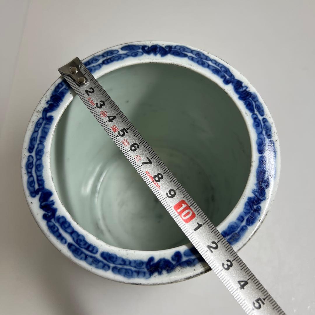 中国清時代 大清雍正年製 青花筆筒 高さ14㎝ 東Y7-1003⭐︎2Fタサオ