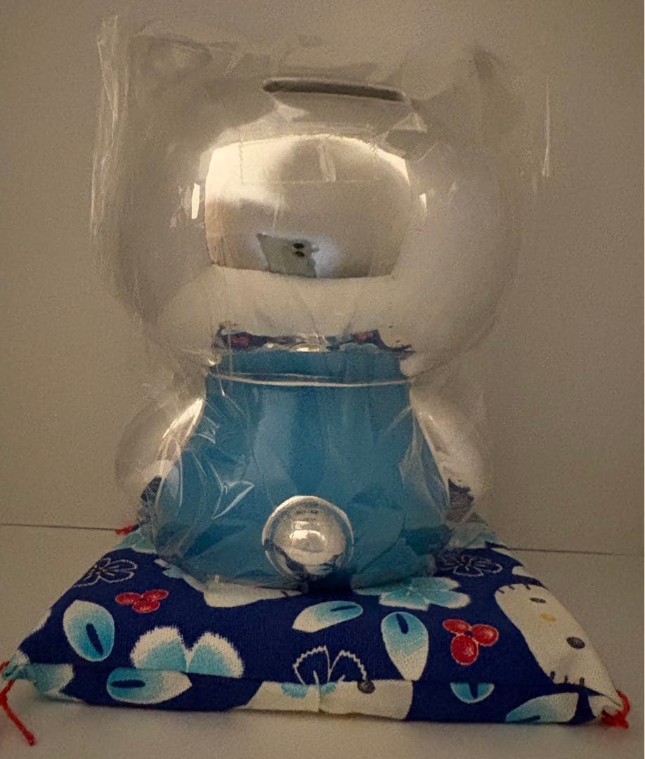 激レア】キティ シルバー 貯金箱 ナデシコ 座布団付き 1999年 新品箱入