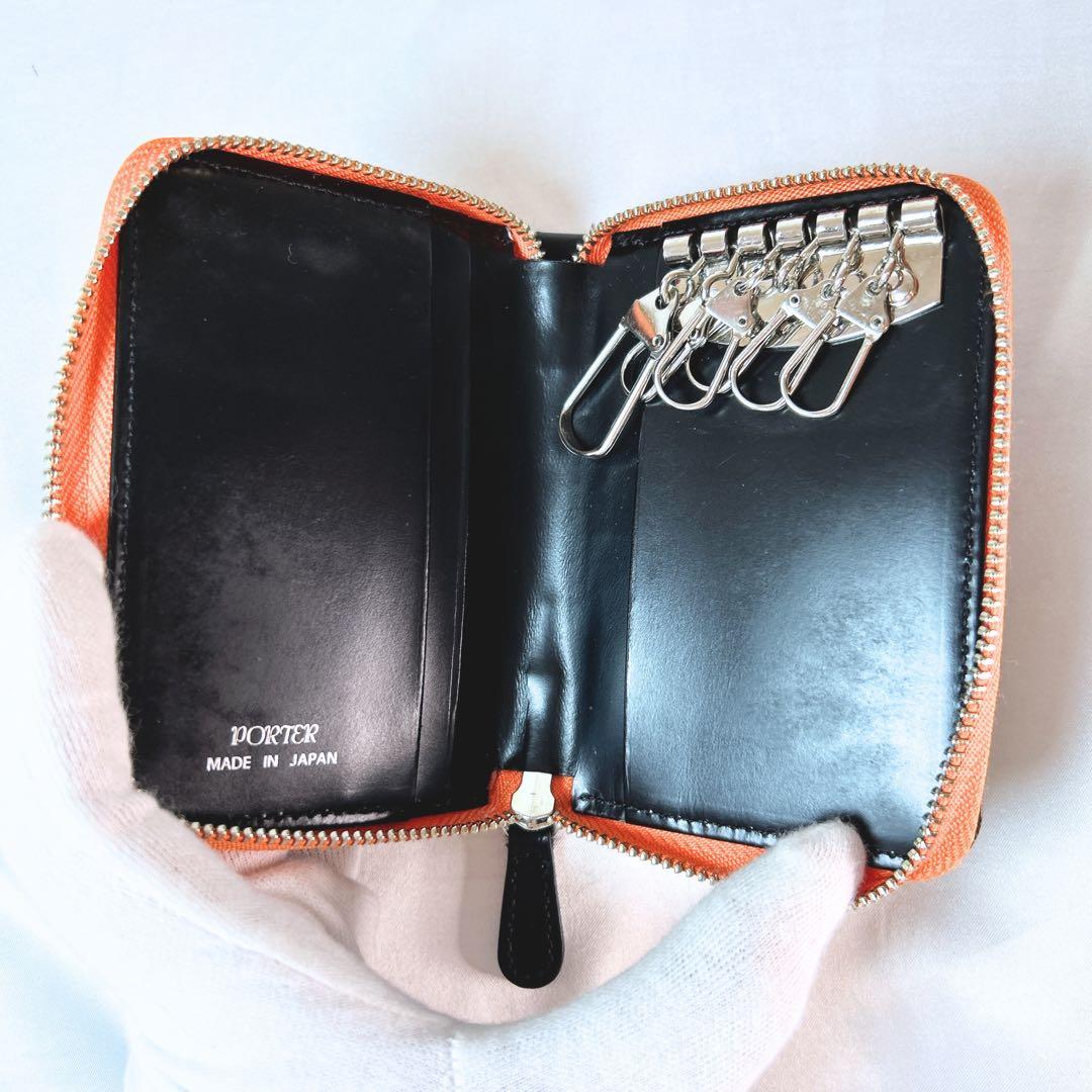 限定品 PORTER 6連 キーケース カードケース ガラスレザー ブラック