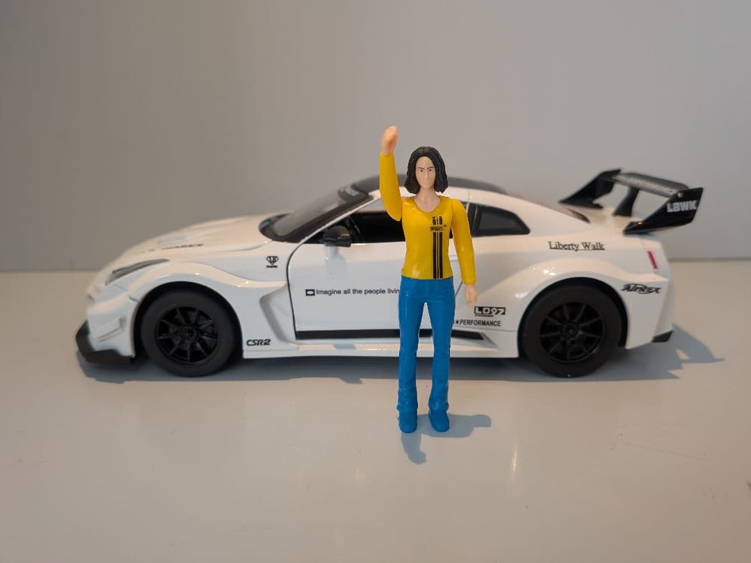 ​LBWK 1/24 R35 GT-R ミニカー フィギュア付 点灯 音 白