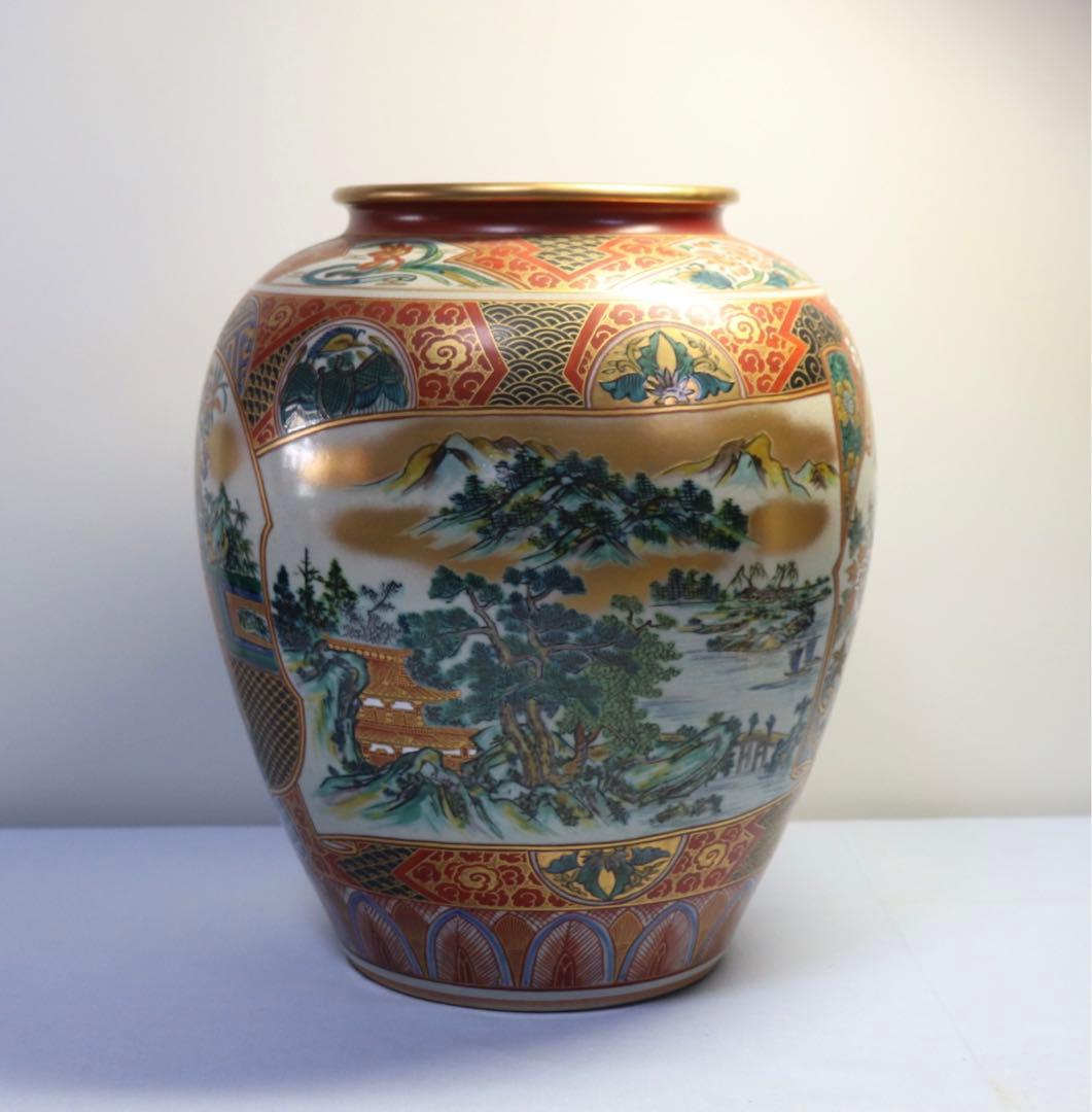 時代　九谷庄三祥文作　大壺　送料込み0929