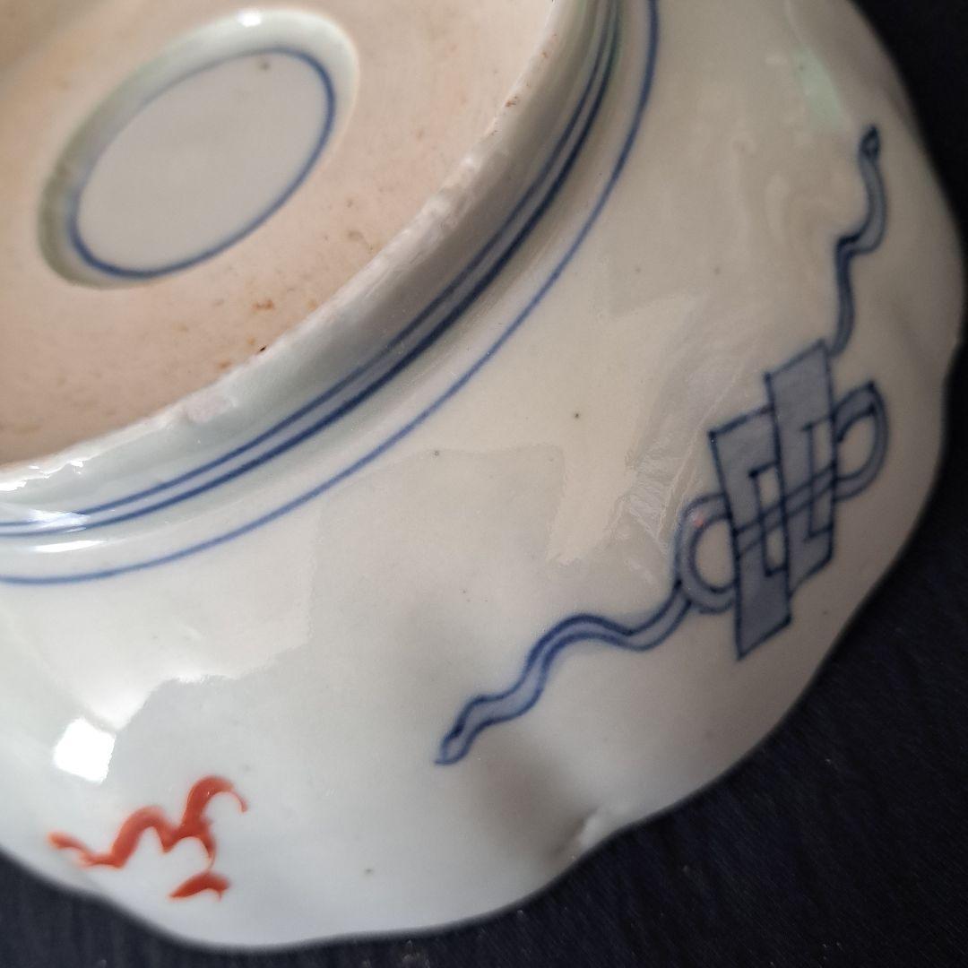 金彩の鳳凰(ほうおう)と龍！」 古伊万里 深皿(直径15.5cm) 2客