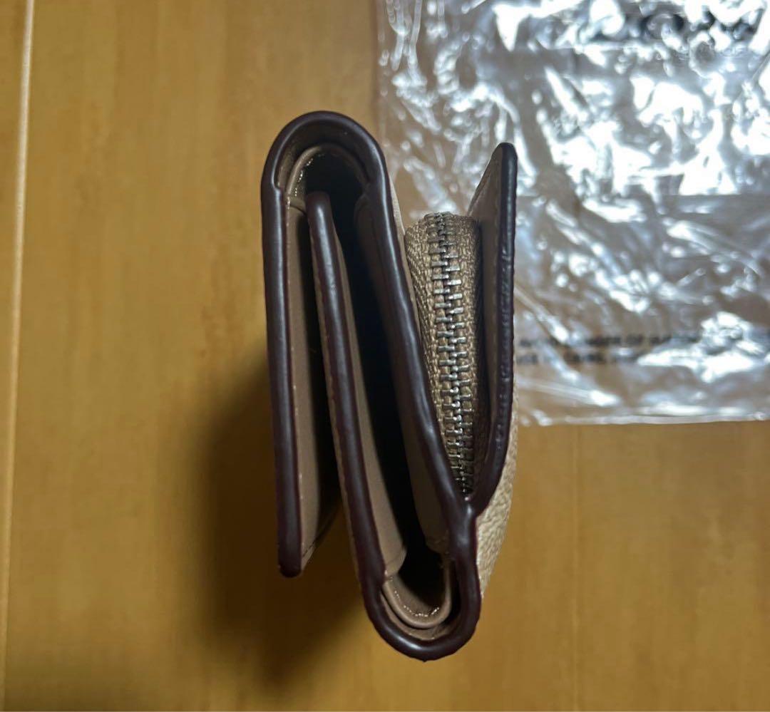 d*n様 新品未使用　COACH　折り財布　マイクロウォレット　ベージュ