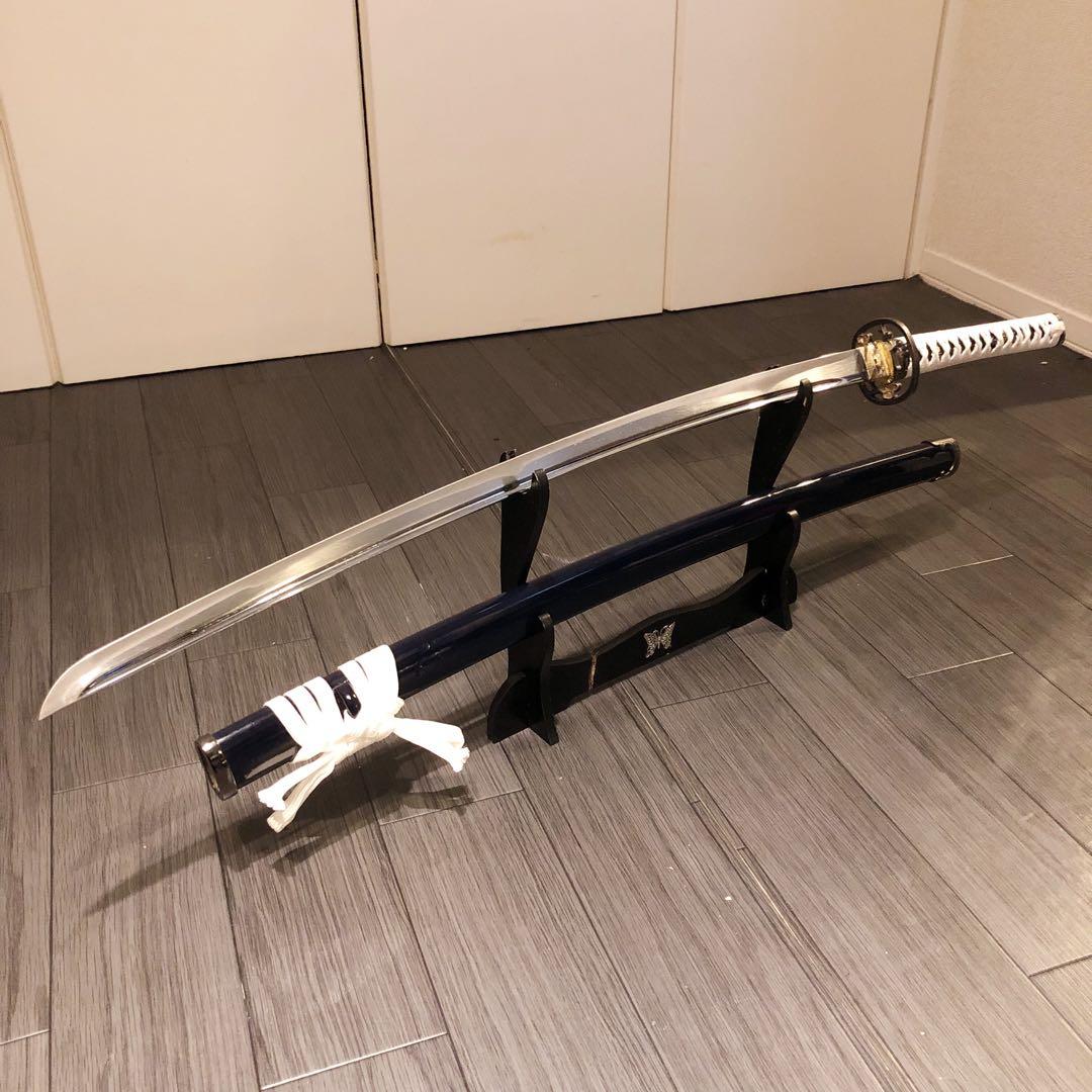 高級模造刀　高級居合刀　樋入り　優勢刃紋刀身　白拵え　亜合金刀身