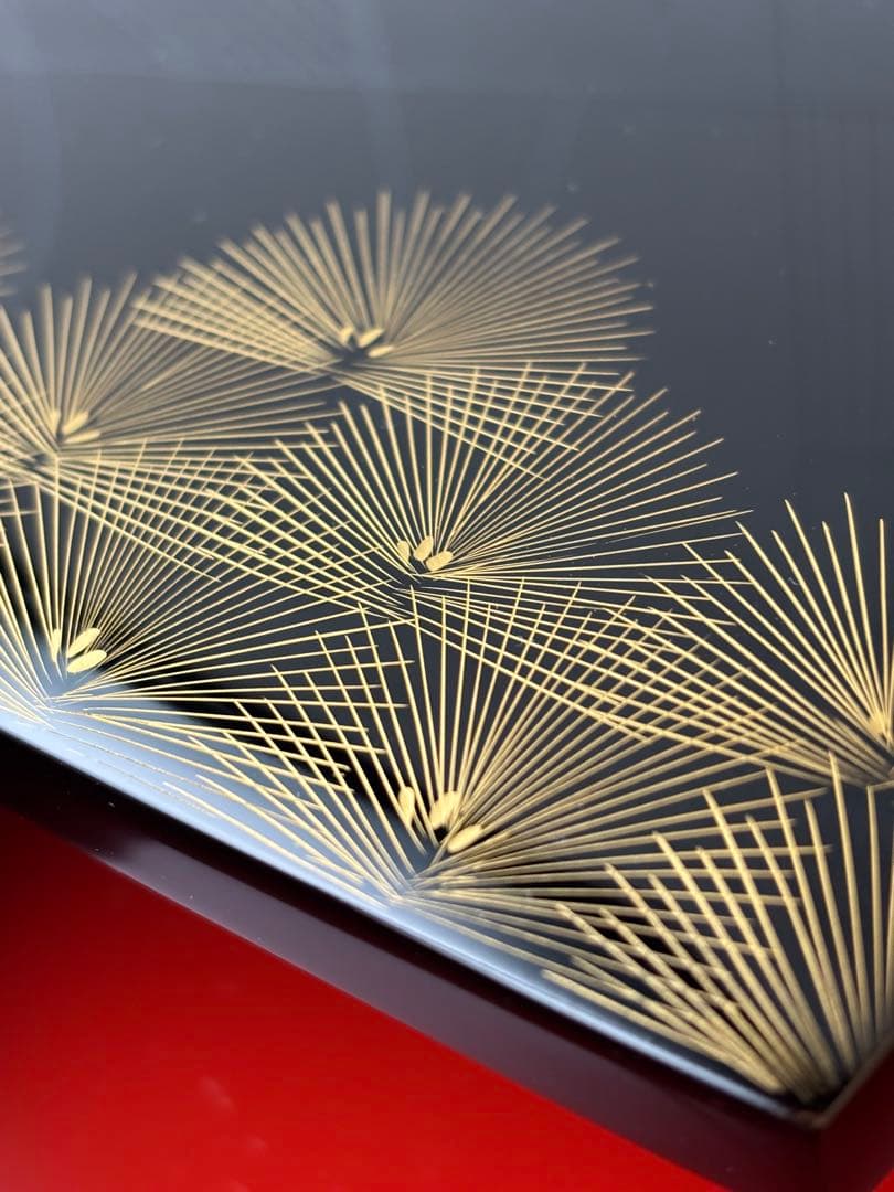 輪島塗 三段重 沈金 寿松 天然木 うるし塗装