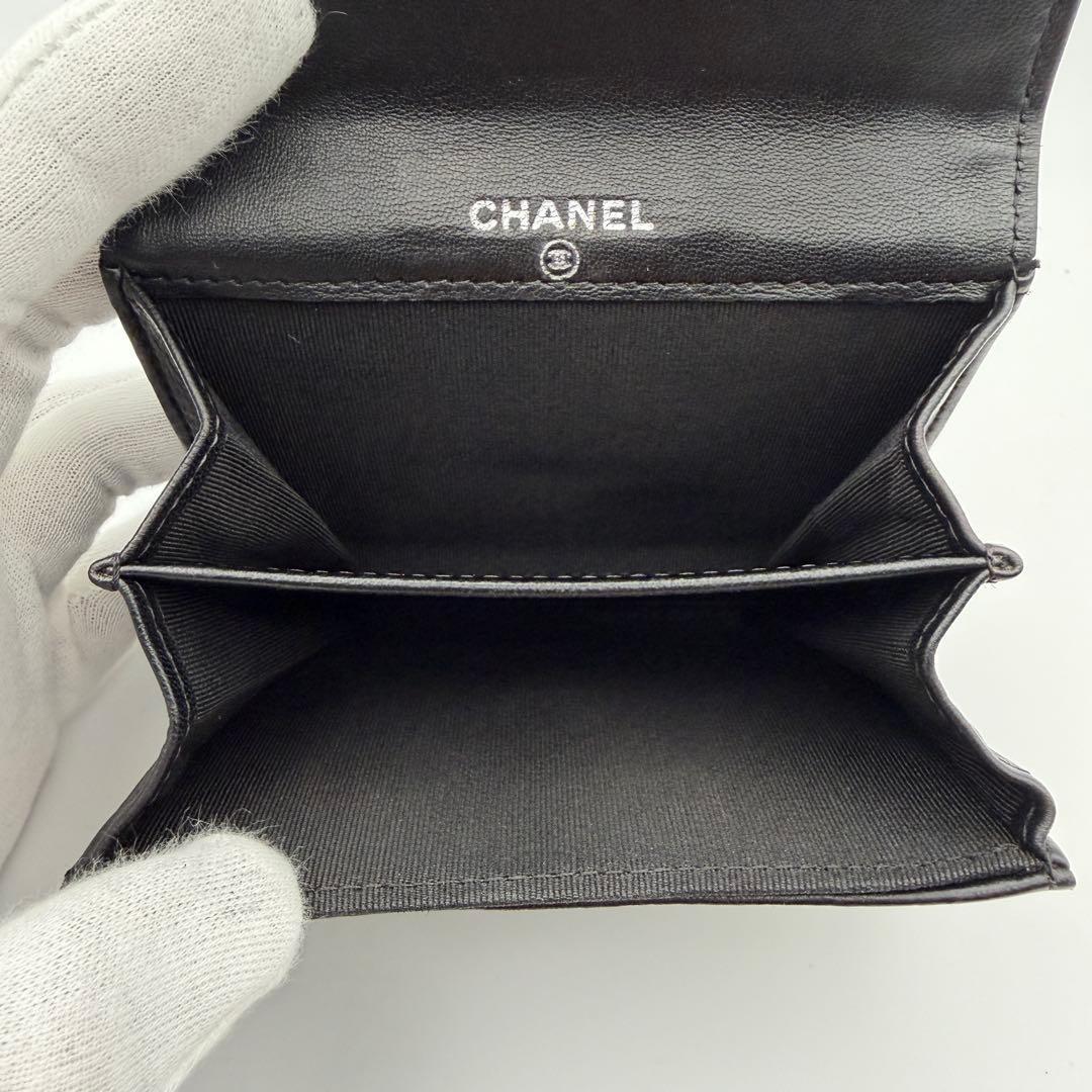 シャネル 財布 マトラッセ ラムスキン コンパクト 入れ カードケース