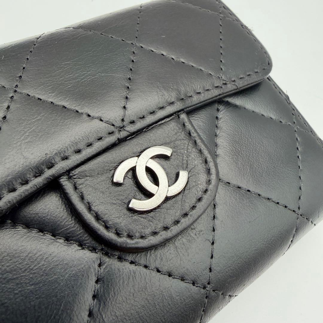 シャネル 財布 マトラッセ ラムスキン コンパクト 入れ カードケース