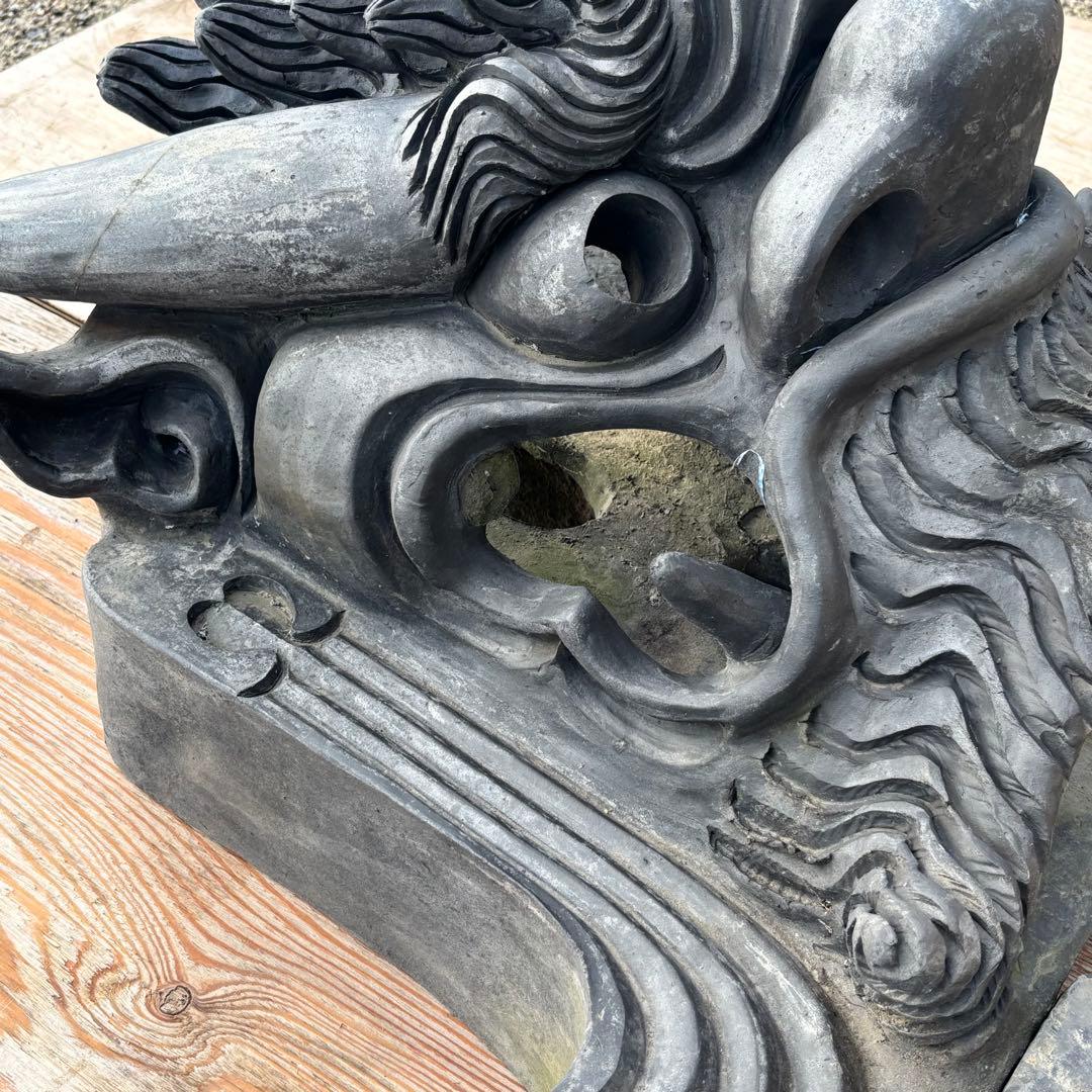 希少品 阿吽鬼面一対 高さ120cm 幅125cm 迫力ある大型鬼瓦 発送相談