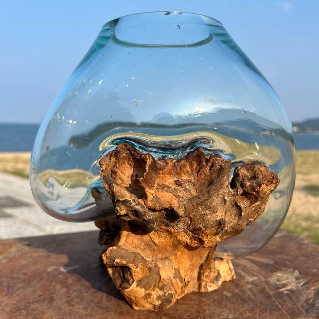 流木ガラスオブジェ特大H 花瓶 金魚鉢 テラリウム フラワーポット 水槽
