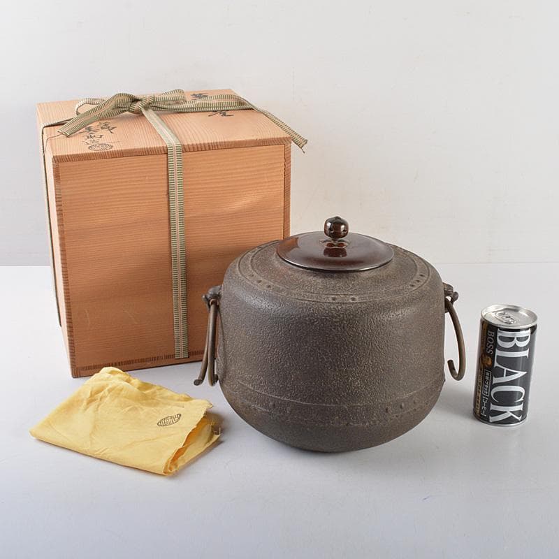 茶道具 釜師 和田美之助造 萬代屋釜 鉄釜 共箱 V