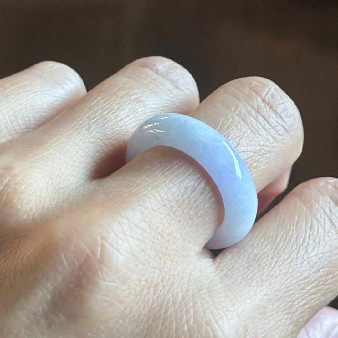 ミャンマー産 天然本翡翠（A貨） ラベンダー色 14号　くり抜きリング