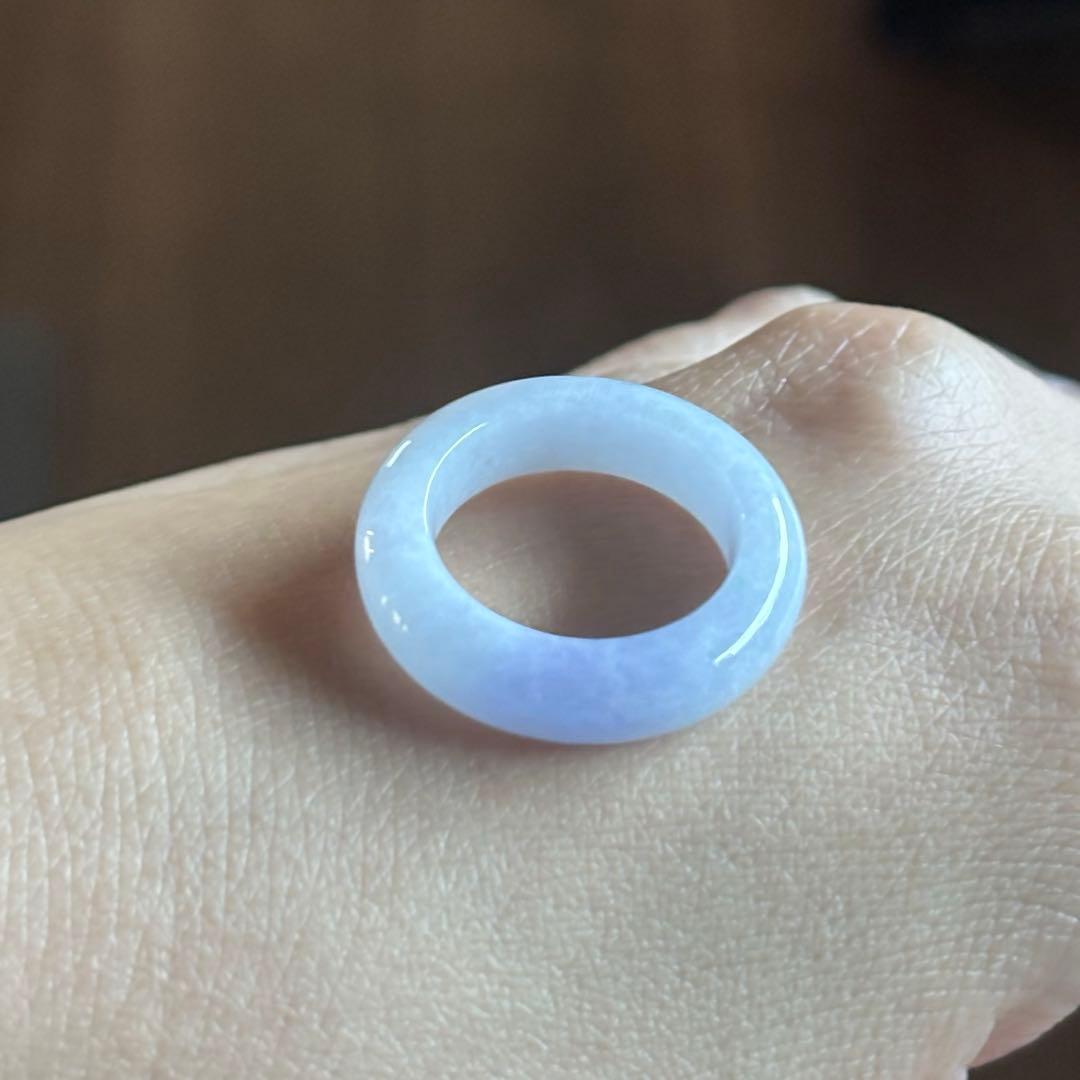 ミャンマー産 天然本翡翠（A貨） ラベンダー色 14号　くり抜きリング