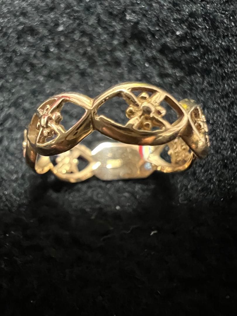 K18ゴールド 花模様 透かしリング2.1グラム