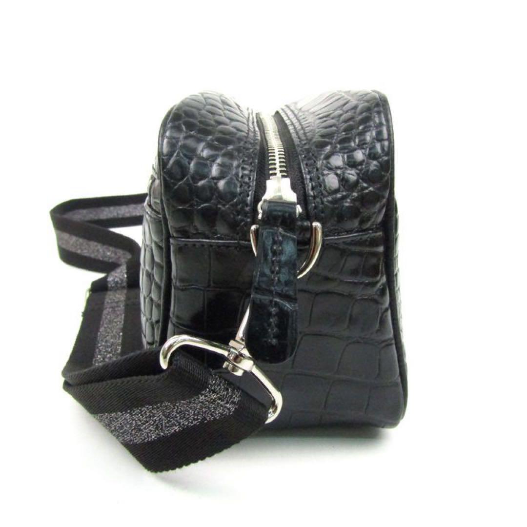 美品✨ サロンドアルファード クロコダイル型押し レザーショルダーバッグ 黒