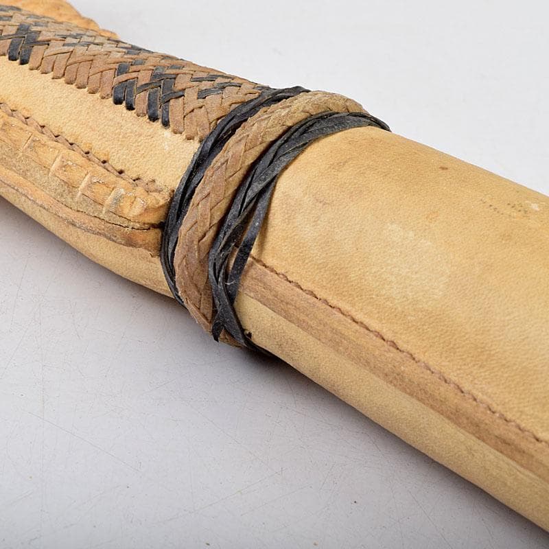 馬具 装飾品 中国 チベット 本皮製 古銅持ち手 鞭 C 9317