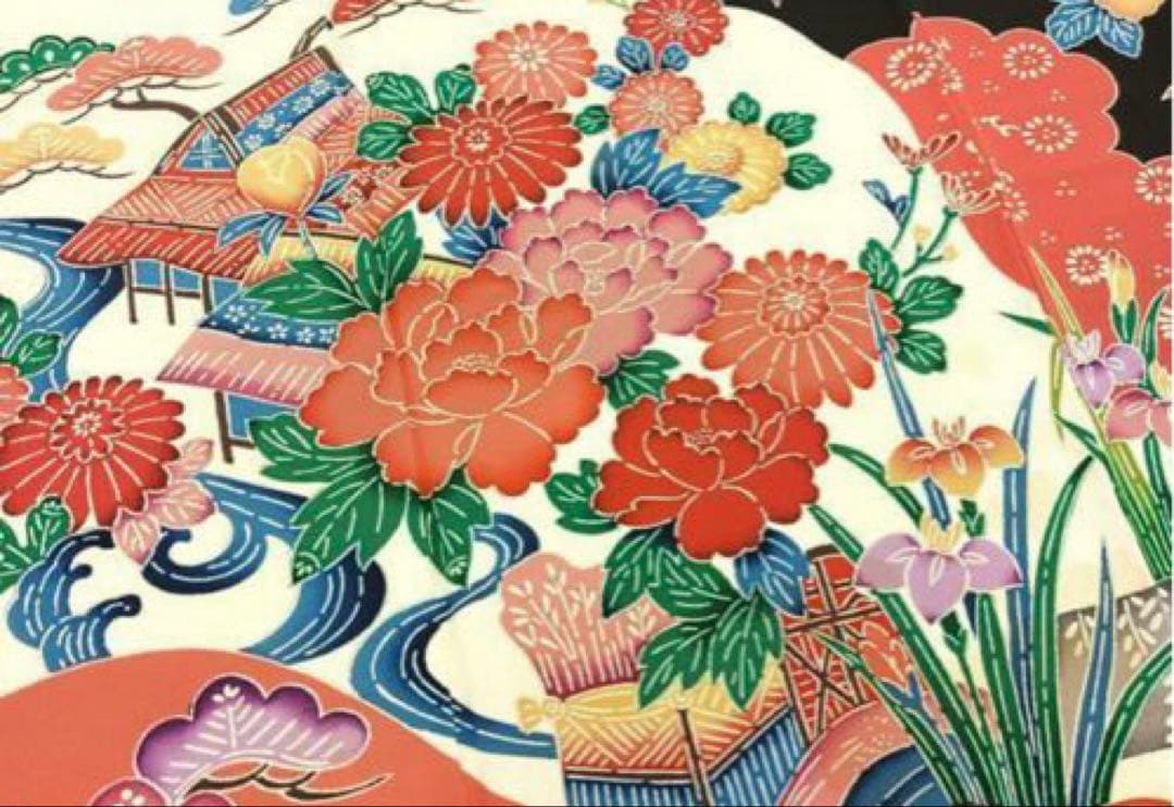 ☆ 振袖 型染め 松竹梅 御所解花文 正絹 平和屋着物▽訪問着