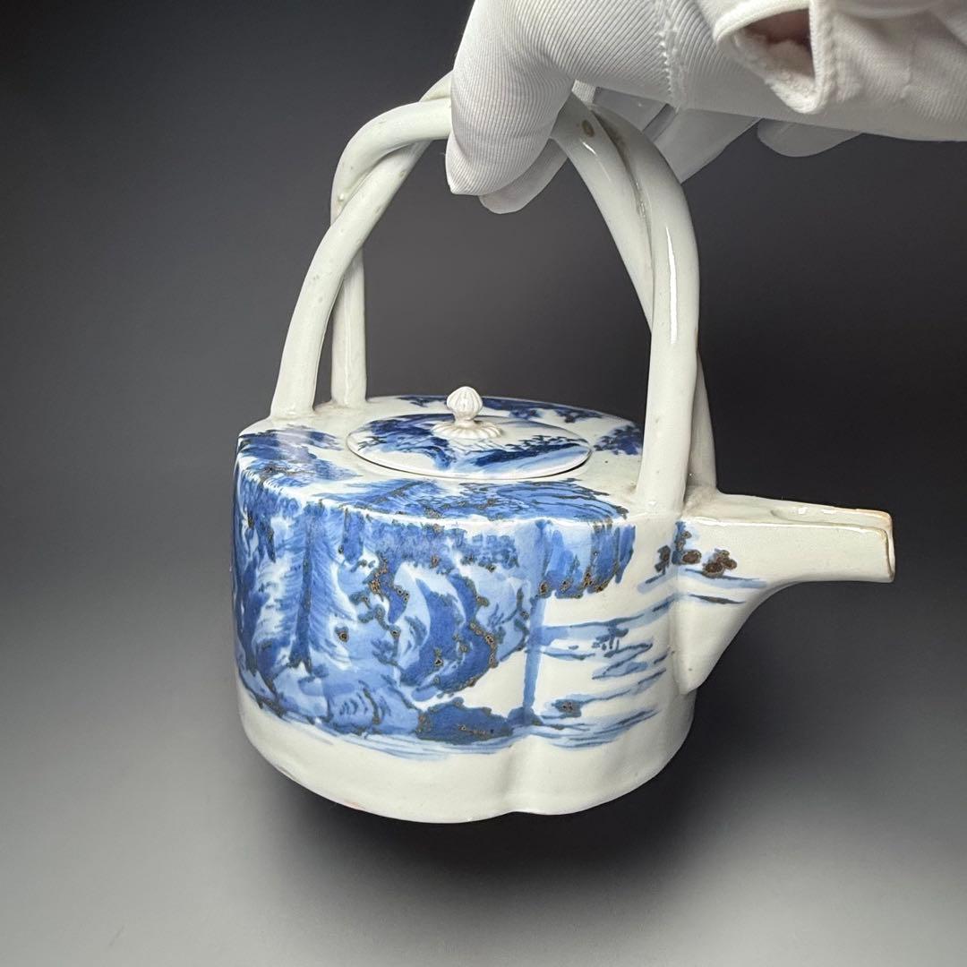 古伊万里 古平戸 染付山水図銚子 江戸時代 古美術 オブジェ 雰囲気◎