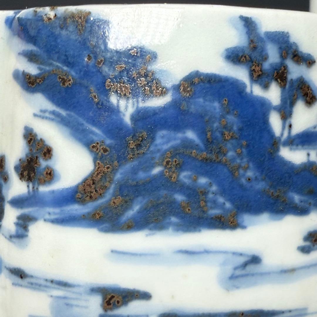 古伊万里 古平戸 染付山水図銚子 江戸時代 古美術 オブジェ 雰囲気◎