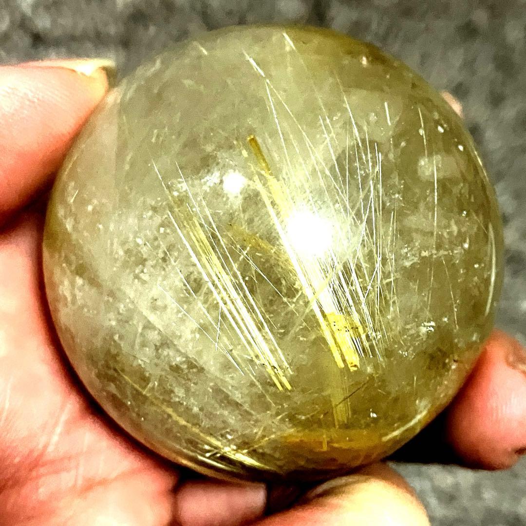 超絶綺麗✨48mm ゴールドタイチンルチルクォーツ 丸玉 スフィア 金針水晶