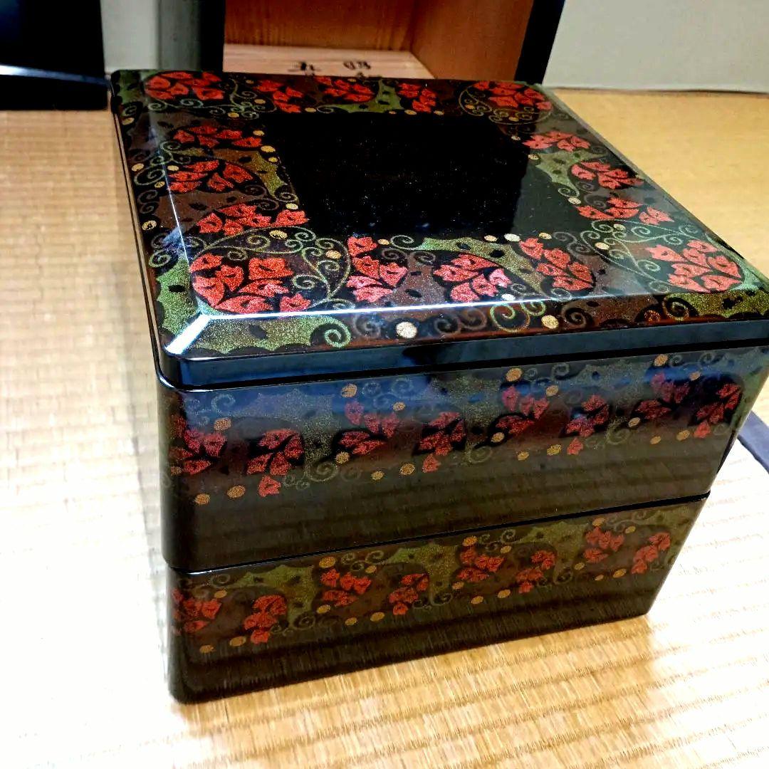 おかもち付き 金箔使用 高級重箱 年代物 5段 富山漆器 木製 お正月 お節料理
