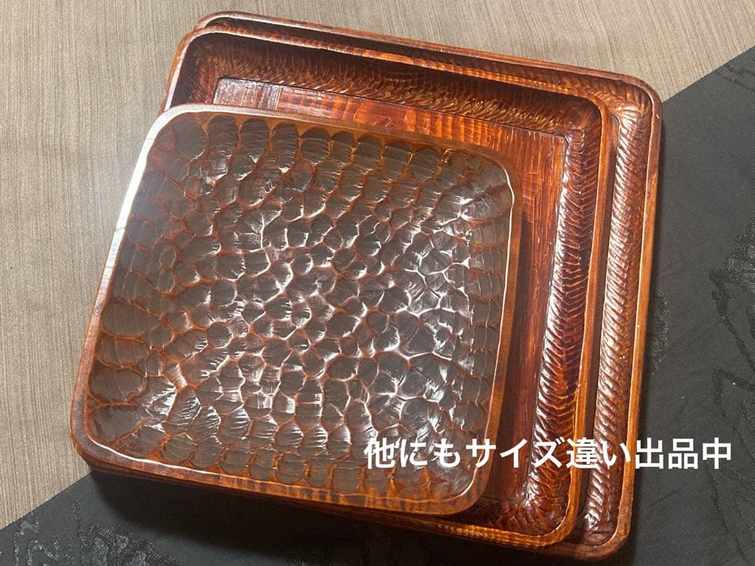 讃岐彫【5枚セット】お盆 香川漆器 四角盆 香川県伝統工芸 どっしりした