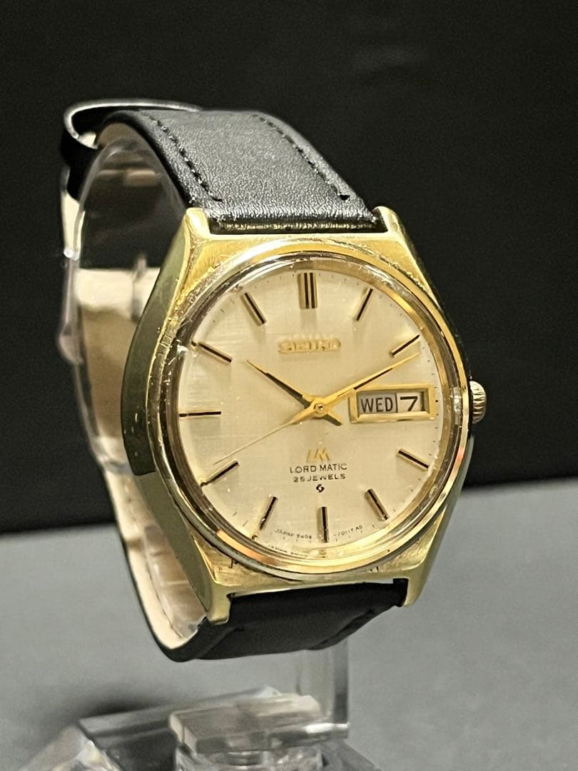 ★美品！バフ掛仕上げ！セイコーロードマチック自動巻ゴールドメンズ腕時計動作良好