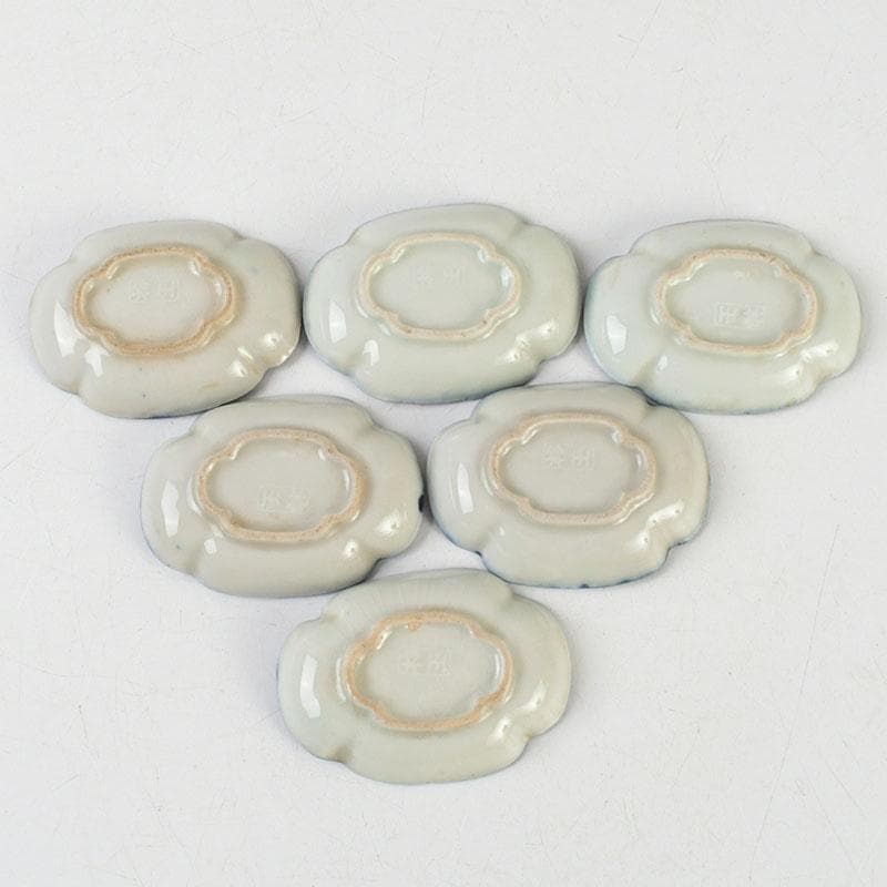 和食器 茶懐石 染付 花蝶文 手塩皿 六客 在銘 時代箱