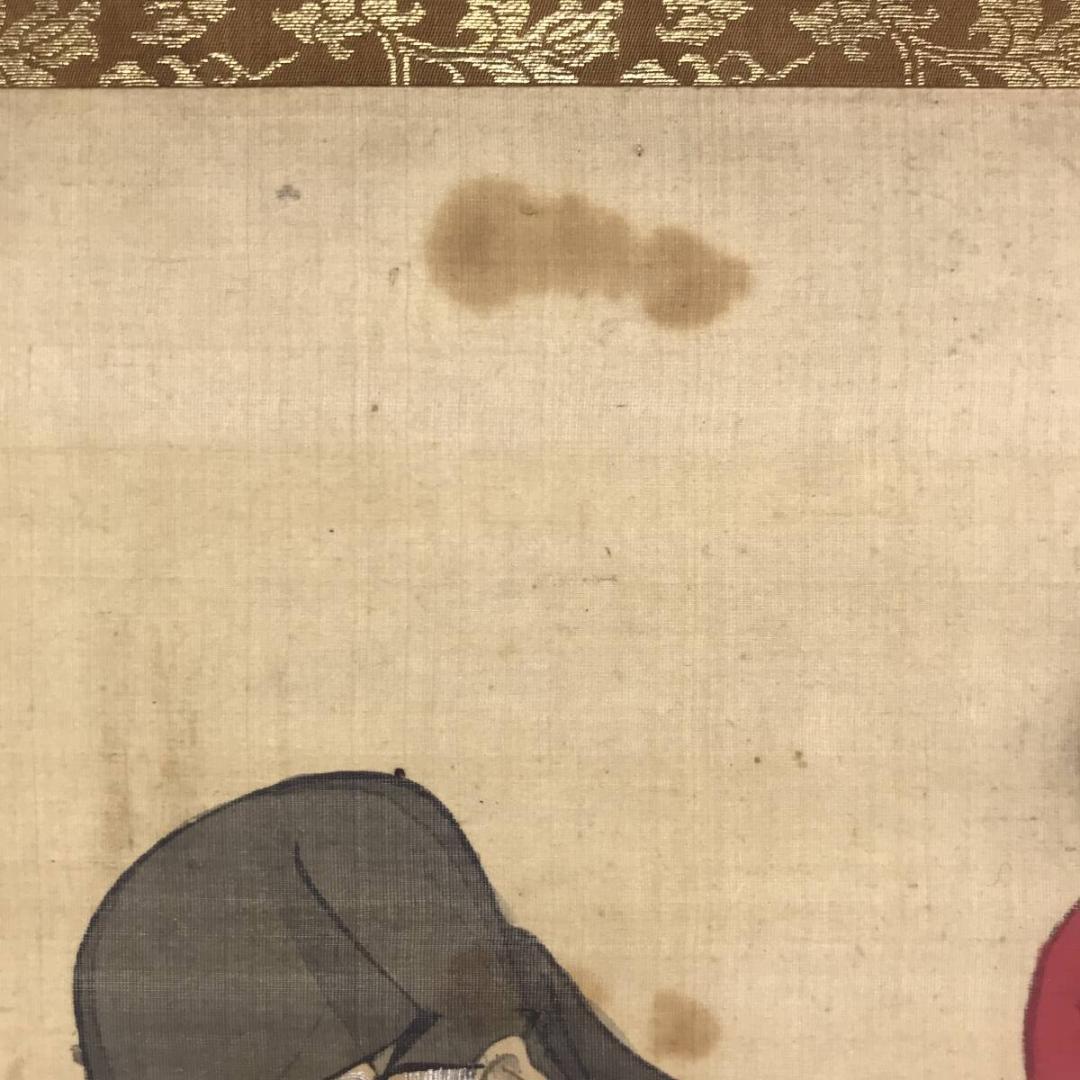 模写/熊代熊斐/寿老人図/人物図/鶴亀図/祝掛軸/横物/掛軸