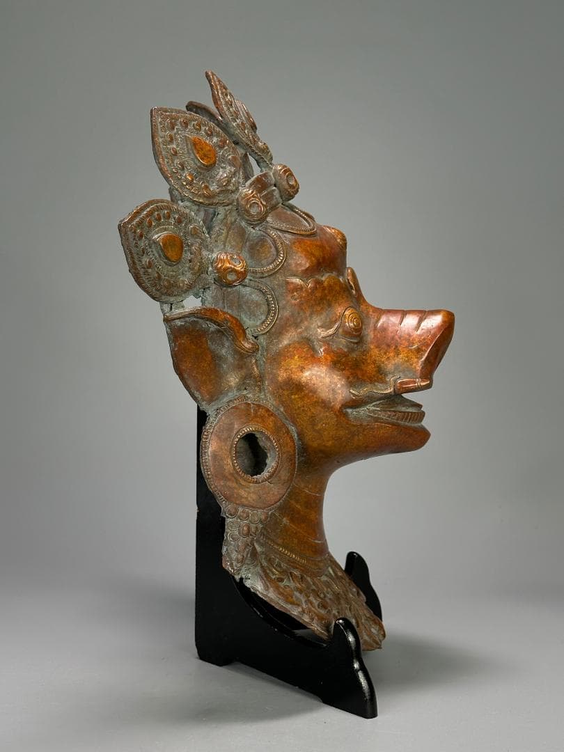 仏教美術 18世紀頃喜馬拉雅仏教 ヒマラヤ銅製面具 ヴァラーハ像 婆利迦古物