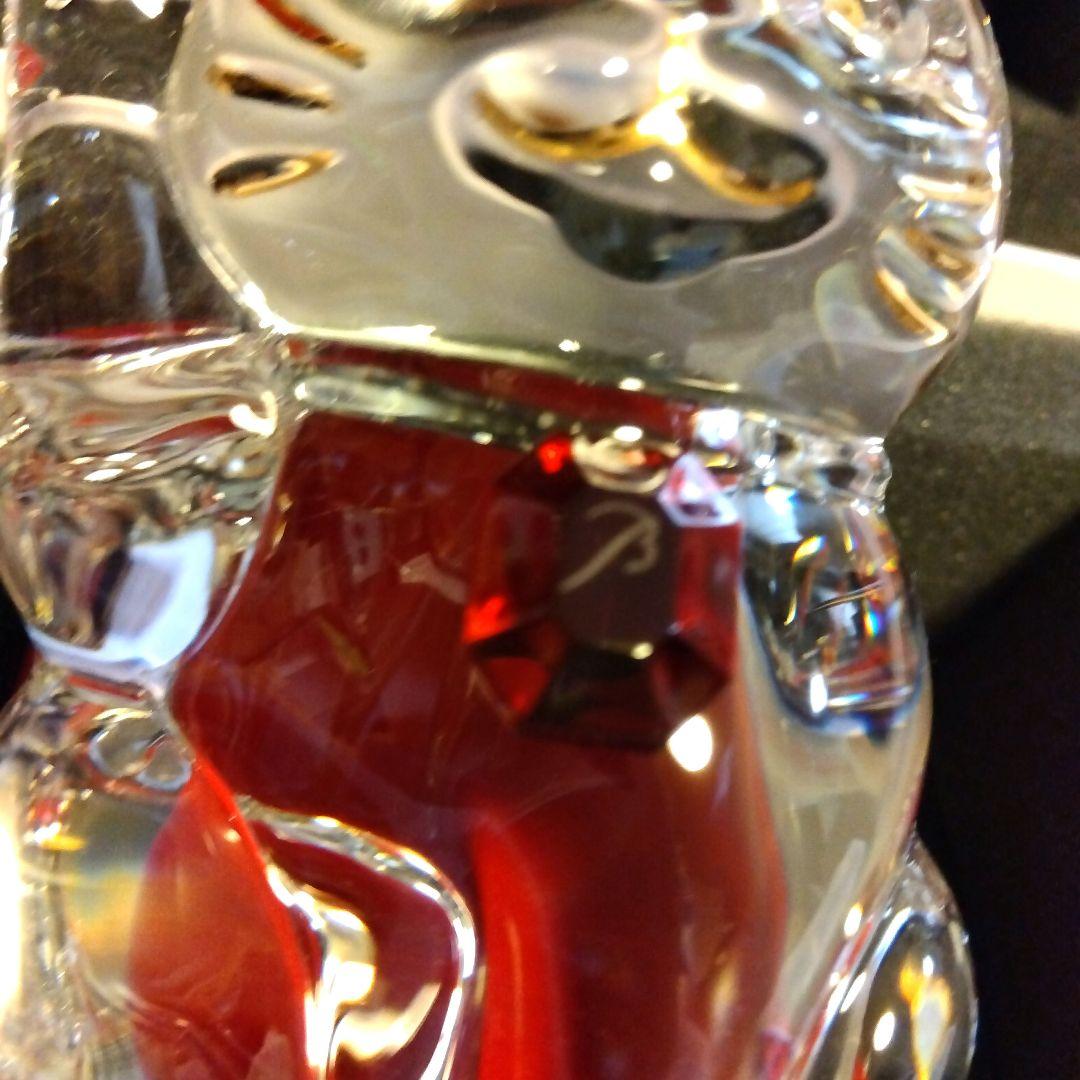 ちょこ様】Baccarat クリスタル 招き猫 レッドオクトゴン 約10cm