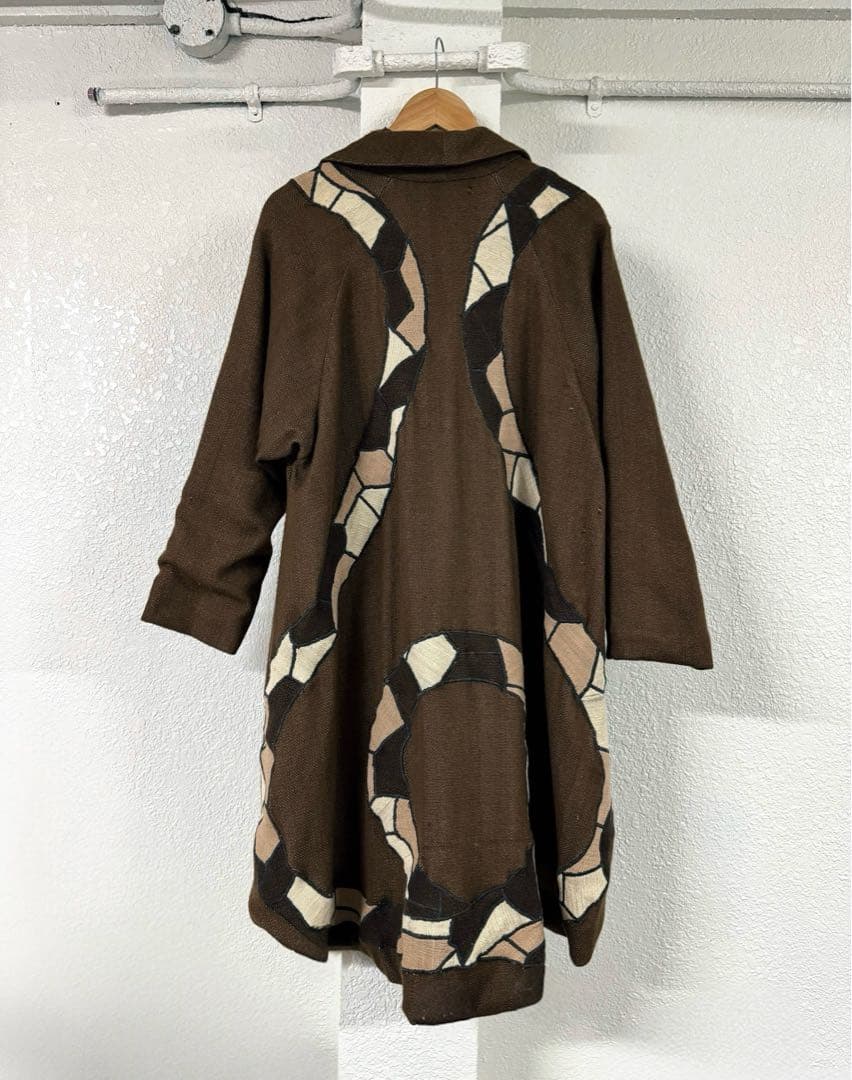 60s 70s アメリカ古着 ガウンコート ロングジャケット 刺繍 トカゲ 蛇